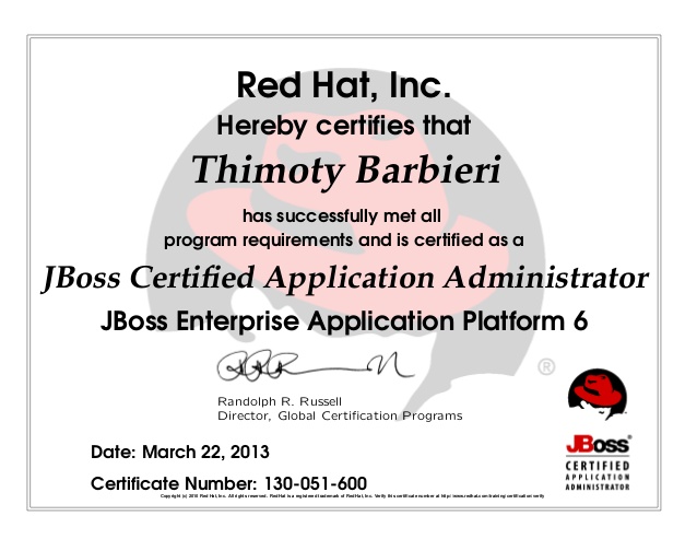 RedHat Certified JBoss Administrator (RHCJA)