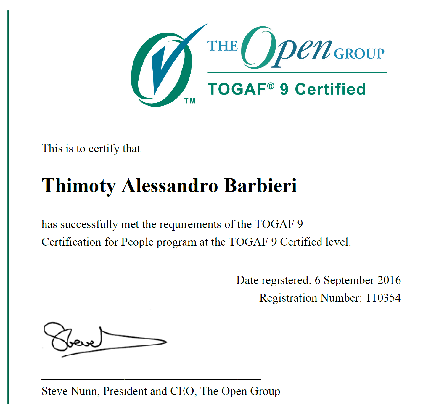 TOGAF® 9.1 Certified Enterprise Architect